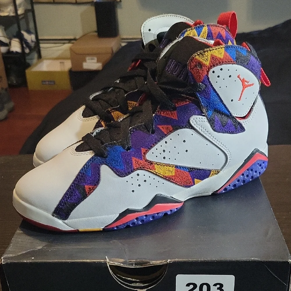 Air Jordan 7 Retro (GS) Rare "Nothing But Net" (2015) B3Y/G4.5 NEW W/OG BOX - Picture 2 of 11